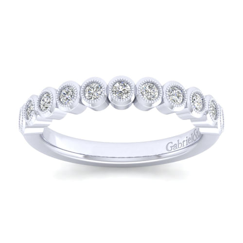 14K White Gold 11 stone Bezel Set Diamond Anniversary Band