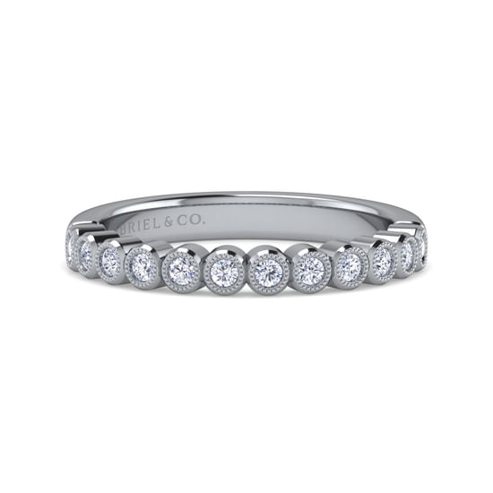 Gabriel - 14K White Gold 12 Stone Bezel Set Diamond Anniversary Band