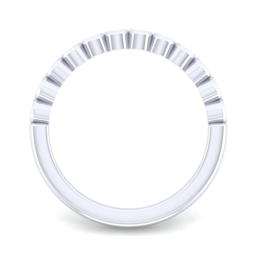 14K White Gold 12 Stone Bezel Set Diamond Anniversary Band