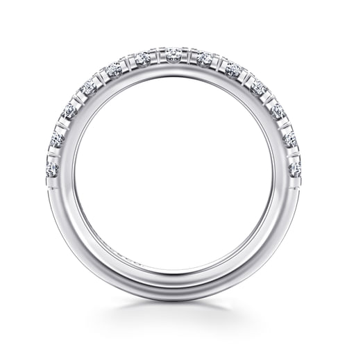 14K White Gold 13 Stone French Pavé Set Diamond Anniversary Band