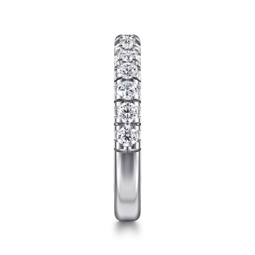 14K White Gold 13 Stone French Pavé Set Diamond Anniversary Band