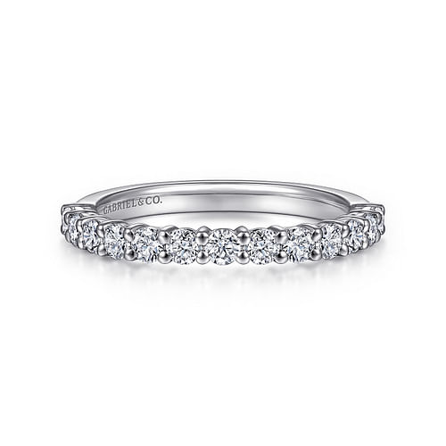 14K White Gold 13 Stone Shared Prong Diamond Anniversary Band