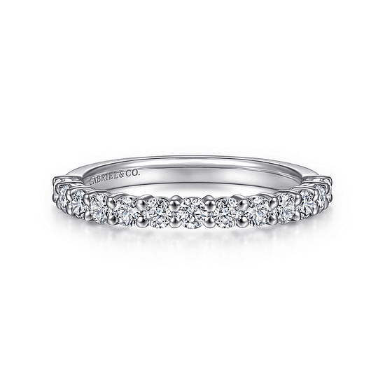 Gabriel - 14K White Gold 13 Stone Shared Prong Diamond Anniversary Band