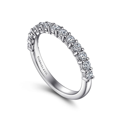 14K White Gold 13 Stone Shared Prong Diamond Anniversary Band