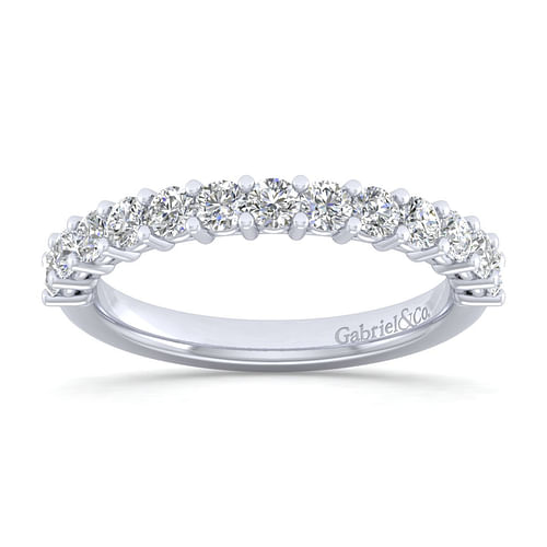 14K White Gold 13 Stone Shared Prong Diamond Anniversary Band