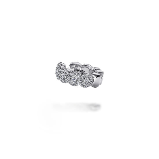 14K White Gold 13mm Diamond Earcuff Earring