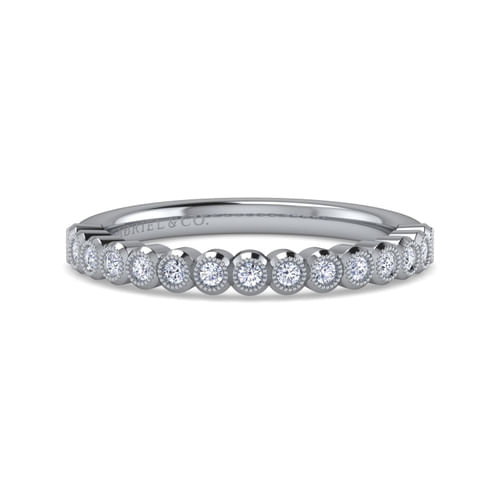 14K White Gold 15 Stone Bezel Set Diamond Anniversary Band