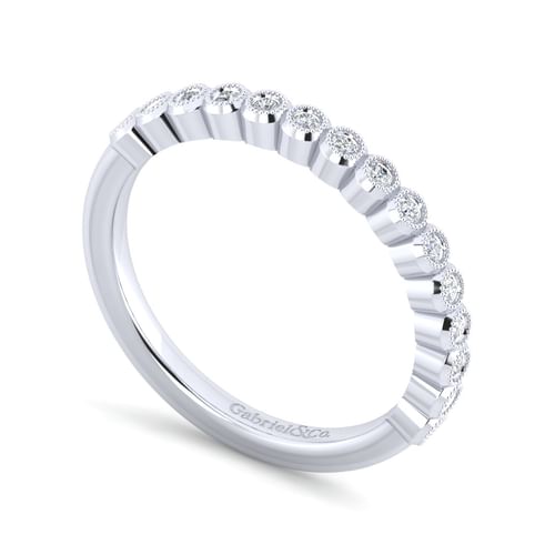 14K White Gold 15 Stone Bezel Set Diamond Anniversary Band