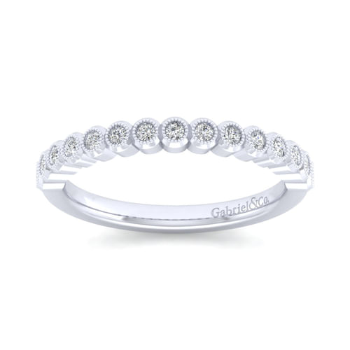 14K White Gold 15 Stone Bezel Set Diamond Anniversary Band