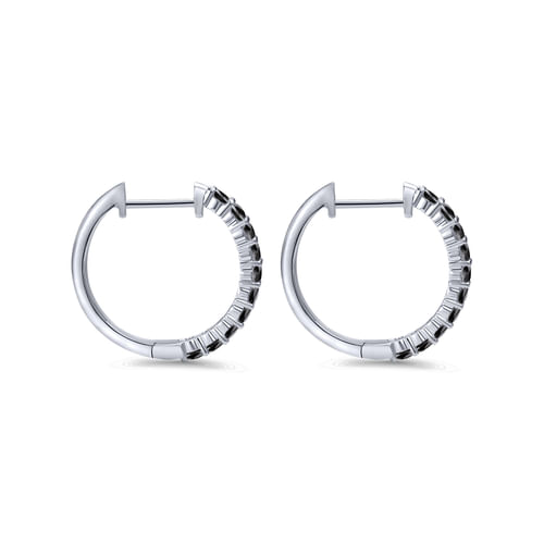 14K White Gold 15mm Black Diamond Huggie