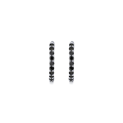 14K White Gold 15mm Black Diamond Huggie