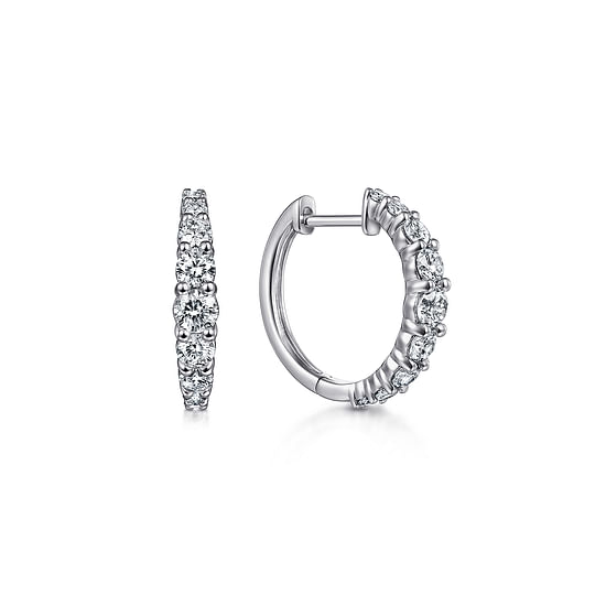 Gabriel - 14K White Gold 15mm Classic Diamond Huggies