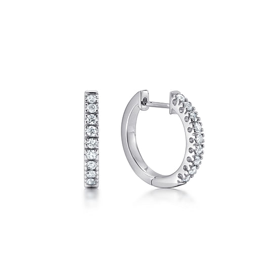 Gabriel - 14K White Gold 15mm Classic Diamond Huggies