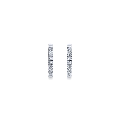 14K White Gold 15mm Classic Diamond Huggies