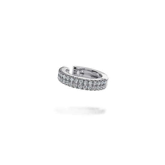 14K White Gold 15mm Diamond Earcuff Earring