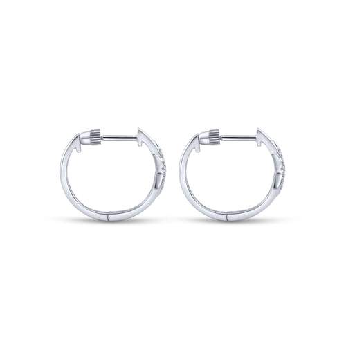 14K White Gold 15mm Diamond and Star Huggies