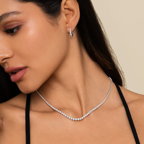 14K White Gold 15mm Round Diamond Huggies