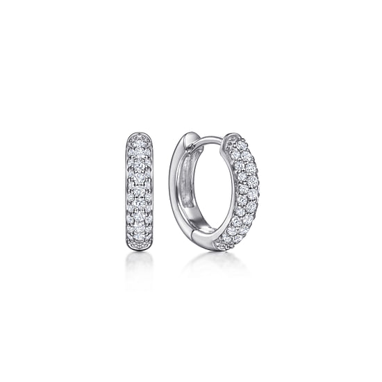 Gabriel - 14K White Gold 15mm Round Diamond Huggies