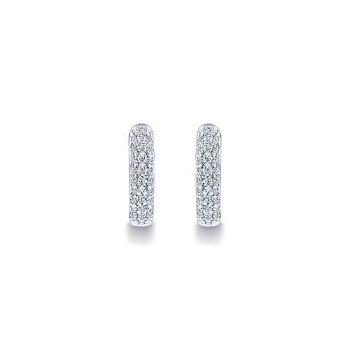 14K White Gold 15mm Round Diamond Huggies