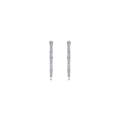 14K White Gold 20mm Diamond Earrings