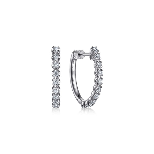 14K White Gold 20mm Diamond Hoop Earrings