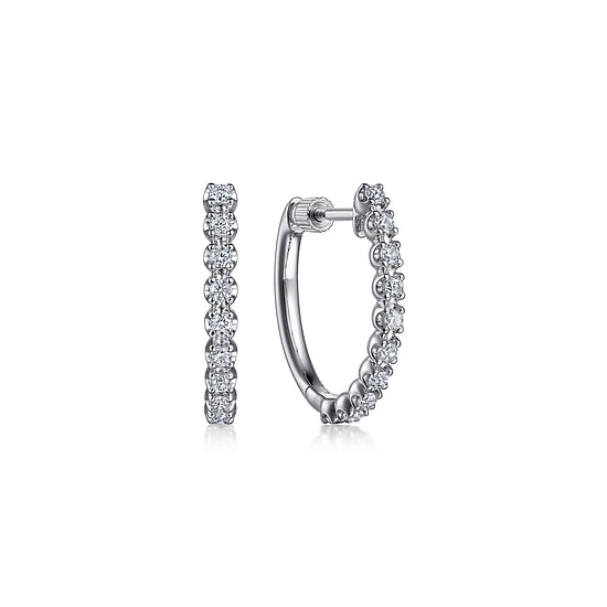 Gabriel - 14K White Gold 20mm Diamond Hoop Earrings