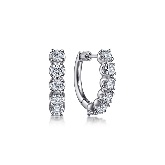 Gabriel - 14K White Gold 20mm Diamond Hoop Earrings