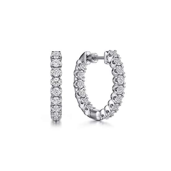 Gabriel - 14K White Gold 20mm Diamond Inside Out Hoop Earrings