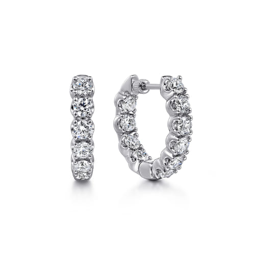 14K White Gold 20mm Diamond Inside Out Hoop Earrings