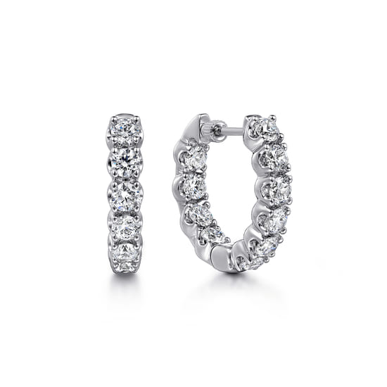 Gabriel - 14K White Gold 20mm Diamond Inside Out Hoop Earrings