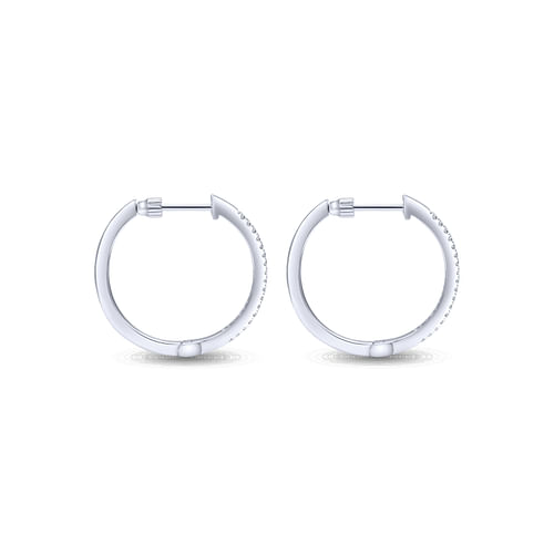 14K White Gold 20mm Round Classic Diamond Hoop Earrings