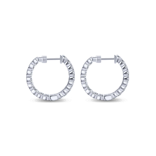 14K White Gold 20mm Round Inside Out Diamond Hoop Earrings