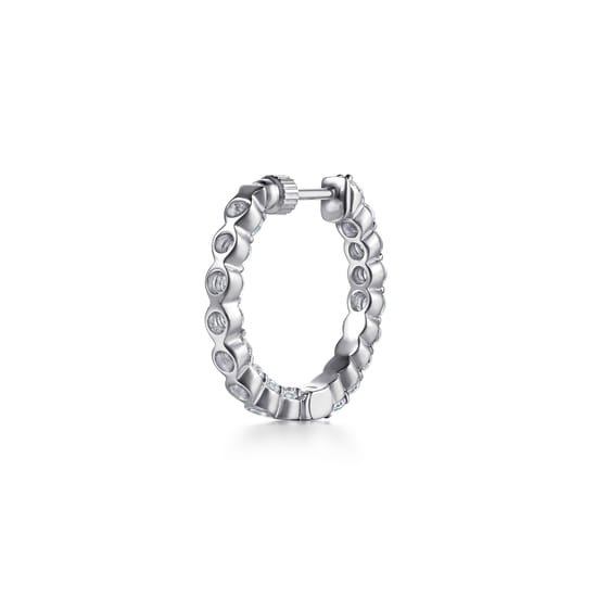 14K White Gold 20mm Round Inside Out Diamond Hoop Earrings angle 2 14K White Gold 20mm Round Inside Out Diamond Hoop Earrings angle 2