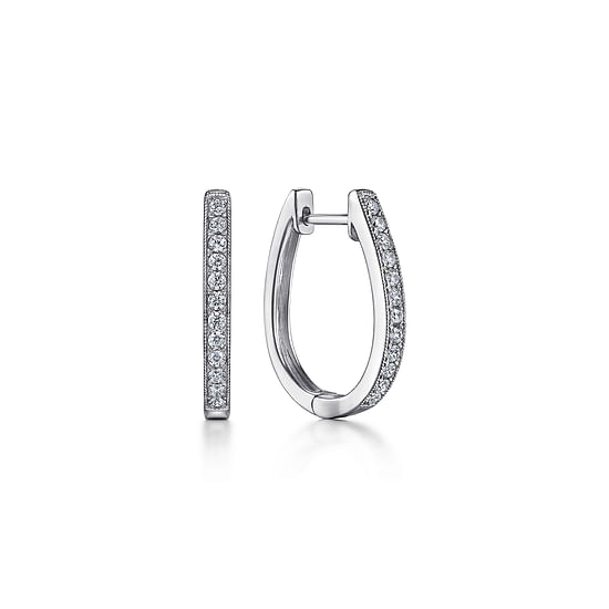 Gabriel - 14K White Gold 20mm Slim Pavé Diamond Huggie Earrings