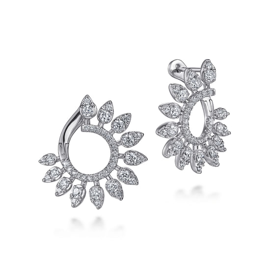 Gabriel - 14K White Gold 22mm Diamond Burst Bypass Hoop Earrings