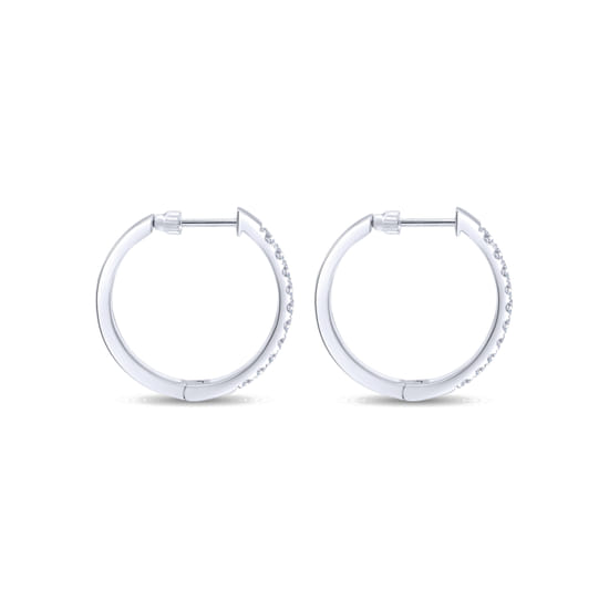 14K White Gold 25mm Round Diamond Classic Hoop Earrings angle 2 14K White Gold 25mm Round Diamond Classic Hoop Earrings angle 2