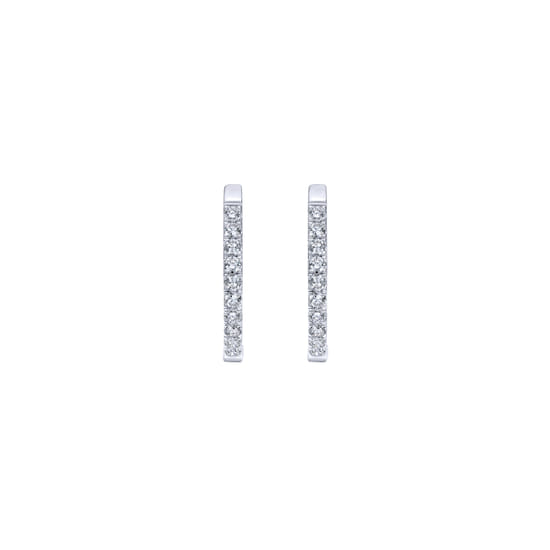 14K White Gold 25mm Round Diamond Classic Hoop Earrings angle 3 14K White Gold 25mm Round Diamond Classic Hoop Earrings angle 3