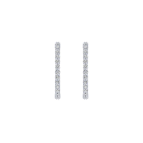 14K White Gold 25mm Round Inside Out Diamond Hoop Earrings