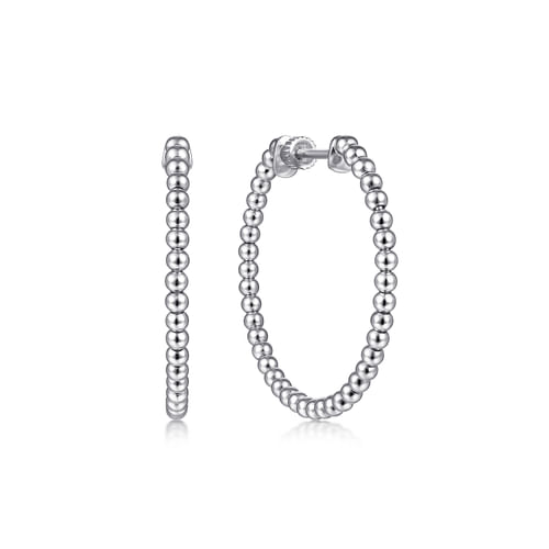 14K White Gold 30mm Bujukan Classic Hoop Earrings