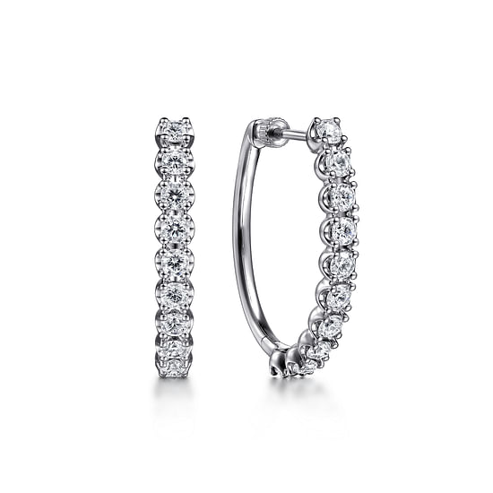 Gabriel - 14K White Gold 30mm Diamond Hoop Earrings