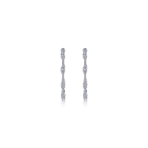 14K White Gold 30mm Round Classic Diamond Hoop Earrings