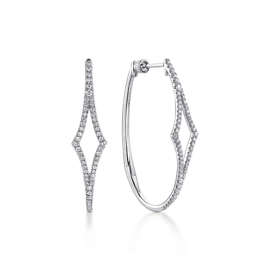 Gabriel - 14K White Gold 35mm Diamond Hoop Earrings