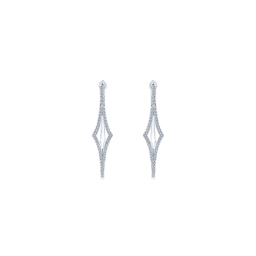 14K White Gold 35mm Diamond Hoop Earrings