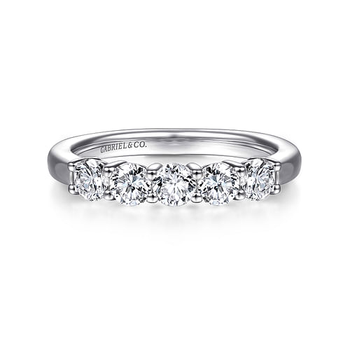 14K White Gold 5 Stone Diamond Anniversary Band