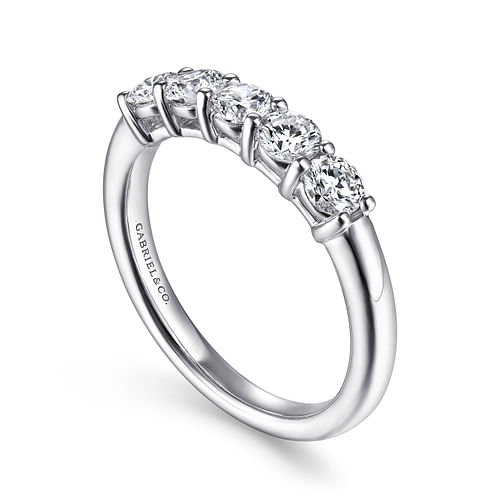 14K White Gold 5 Stone Diamond Anniversary Band