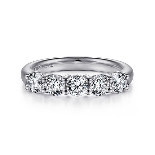 14K White Gold 5 Stone Diamond Anniversary Band