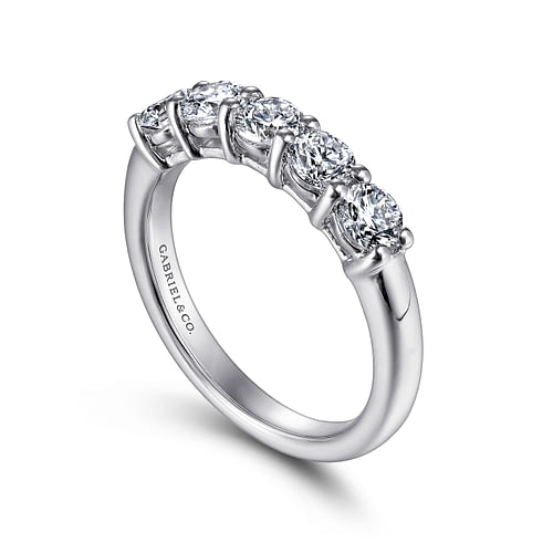 14K White Gold 5 Stone Diamond Anniversary Band