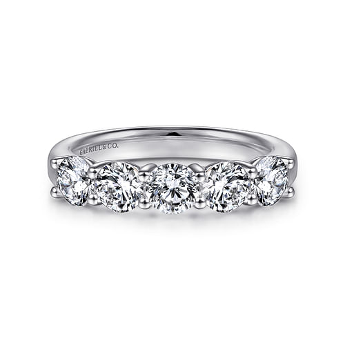 14K White Gold 5 Stone Diamond Anniversary Band