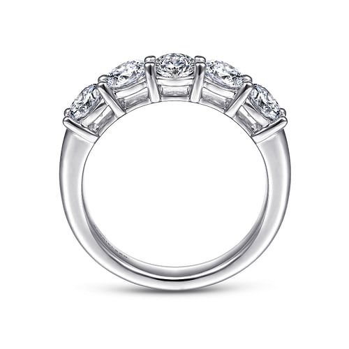 14K White Gold 5 Stone Diamond Anniversary Band