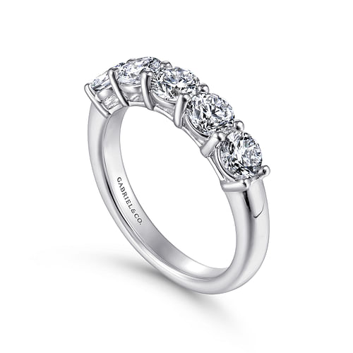 14K White Gold 5 Stone Diamond Anniversary Band